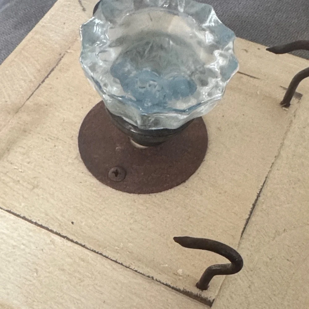 Vintage Knob on Wooden Base with hooks